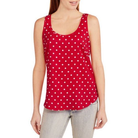 Faded Glory Tops - Faded Glory Red Polka dot Tank Top